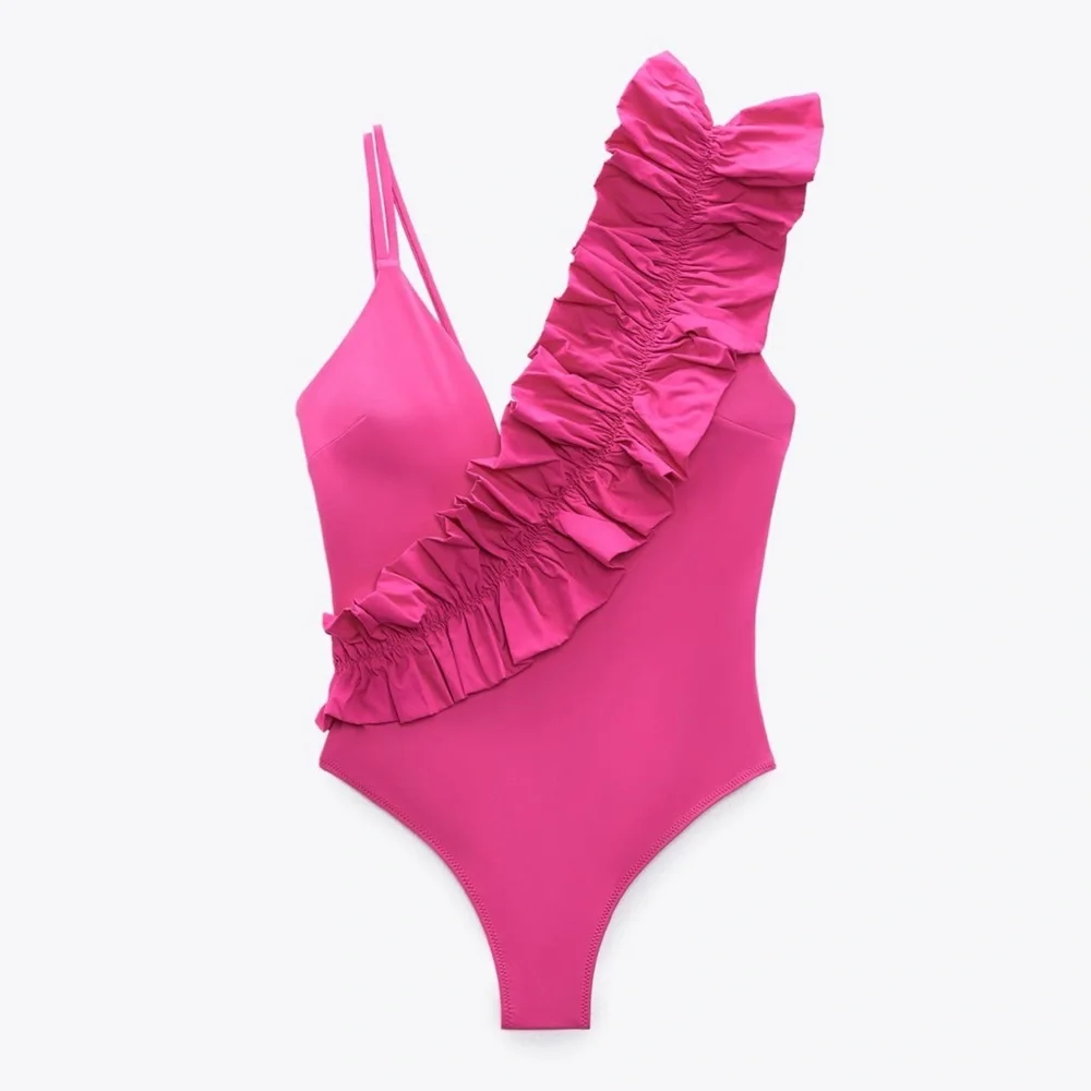 Zara ruffle swimsuit low back one piece